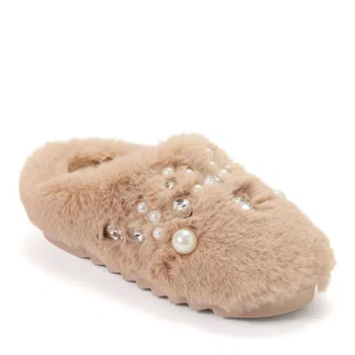 Dearfoams Annabelle Pile Clog With Embellishment Slippers In Neutral