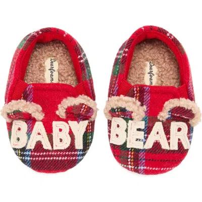 Dearfoams Kids'  Baby Bear Closed Back Slipper In Red