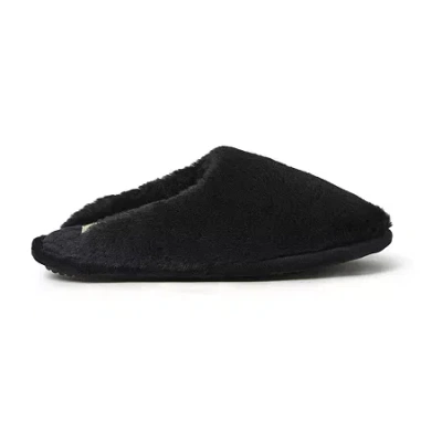 Dearfoams Bailey Scuff Womens Memory Foam Slip-on Slippers In Black