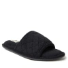 Dearfoams Beatrice Quilted Microfiber Terry Shower Slide Slipper In Black