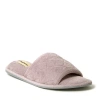 Dearfoams Beatrice Quilted Microfiber Terry Shower Slide Slipper In Frosted Plum