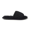 Dearfoams Beatrice Quilted Terry Womens Memory Foam Slip-on Slippers In Black