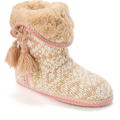 Dearfoams Becky Knit Bootie Slippers In Latte