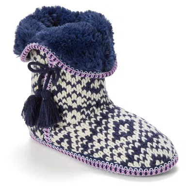 Dearfoams Becky Knit Bootie Slippers In Peacoat