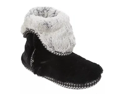 Dearfoams Beth Furry Womens Memory Foam Bootie Slippers In Black