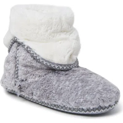 Dearfoams Beth Faux Fur Fold Down Fuzzy Bootie Slipper In Grey Frost