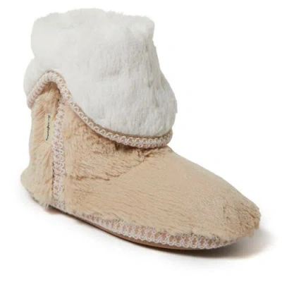 DEARFOAMS DEARFOAMS BETH FAUX FUR FOLD DOWN FUZZY BOOTIE SLIPPER