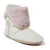 Dearfoams Beth Furry Womens Memory Foam Bootie Slippers In White