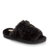 Dearfoams Bianca Pile Slide Slipper With Bow In Black