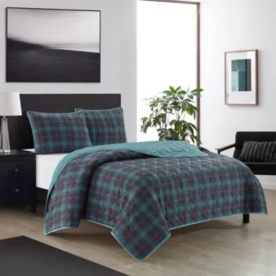 Dearfoams Blue Microfiber 3 Piece Quilt Set