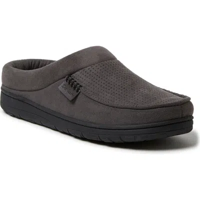 Dearfoams Brendan Perforated Moccasin Toe Clog Slipper In Gray