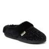 Dearfoams Womens Claire Cable Knit Chenille Clog House Shoe Slipper In Black
