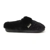 Dearfoams Claire Cable Knit Chenille Womens Memory Foam Clog Slippers In Black