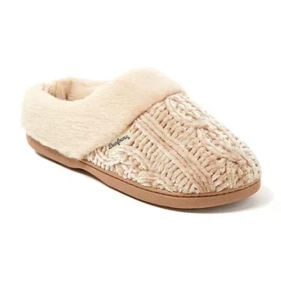 Dearfoams Claire Cable Knit Chenille Womens Memory Foam Clog Slippers In Brown