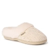 Dearfoams Womens Claire Cable Knit Chenille Clog House Shoe Slipper In Brown