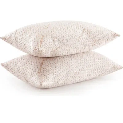 Dearfoams Copper Infused Knit Bed Pillows, Set Of 2 In White;orange