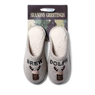 Dearfoams Cozyfoams Men's Holiday Novelty Scuff Slipper And Gift Bag In White