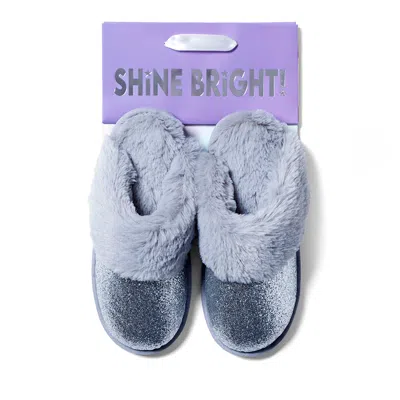 Dearfoams Cozyfoams Women's Glitter Scuff Slipper With Gift Bag In Silver