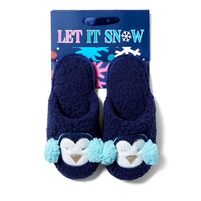 Dearfoams Cozyfoams Women's Holiday Novelty Scuff Slipper With Gift Bag In Blue