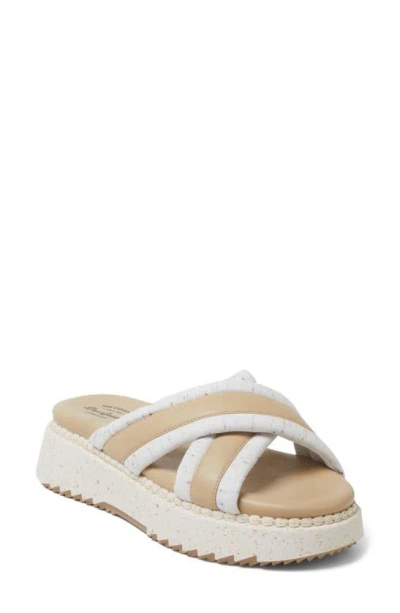 Dearfoams Daisy Platform Slide Sandal In Cream