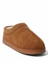 Dearfoams Dean Genuine Suede Clog Slipper With Embroidery In Brown