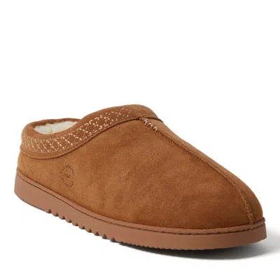 Dearfoams Dean Genuine Suede Clog Slipper With Embroidery In Brown