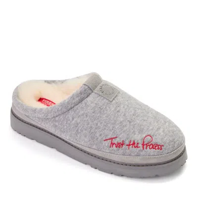 Dearfoams Embroidered Knit Shearling Clog Slippers In Gray