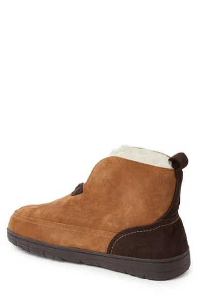 Dearfoams Faux Fur Lined Suede Boot Slipper In Brown