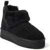 Dearfoams Fireside Bayswater Genuine Shearling Quilted Platform Bootie In Black