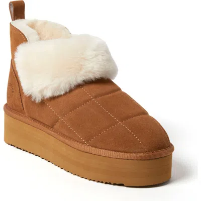 DEARFOAMS DEARFOAMS FIRESIDE BAYSWATER GENUINE SHEARLING QUILTED PLATFORM BOOTIE