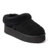 Dearfoams Fireside By  Women's Bendigo Genuine Shearling Quilted Platform Clog In Black