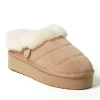 Dearfoams Fireside By  Women's Bendigo Genuine Shearling Quilted Platform Clog In Sand