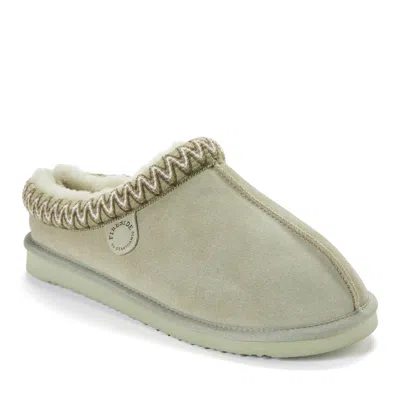 Dearfoams Fireside Grafton Genuine Shearling Clog Slipper With Embroidery In Green