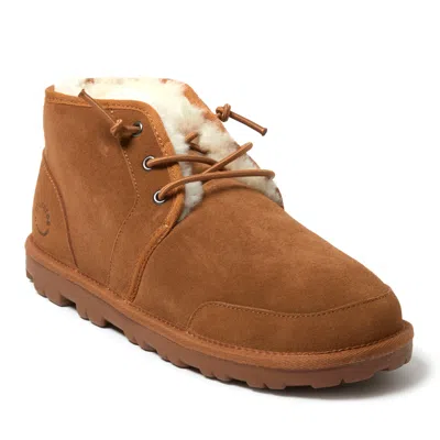 Dearfoams Fireside By  Men's Shepparton Lace Up Shearling Bootie In Brown