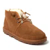 Dearfoams Fireside By  Men's Shepparton Lace Up Shearling Bootie In Chestnut