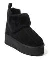 Dearfoams Fireside Bayswater Genuine Shearling Quilted Platform Bootie In Black