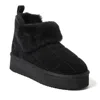 Dearfoams Fireside Bayswater Genuine Shearling Quilted Platform Bootie In Black