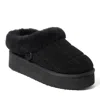 Dearfoams Fireside By  Women's Bendigo Genuine Shearling Quilted Platform Clog In Black