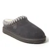 Dearfoams Fireside Greta Genuine Shearling Clog Slipper With Taping In Grey