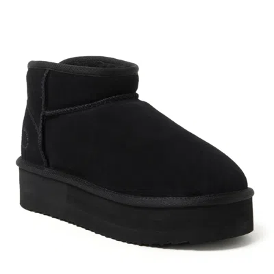 Dearfoams Fireside By  Women's Kingston Genuine Shearling Platform Bootie In Black