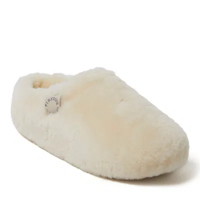 Dearfoams Fireside By  Women's Maryboro Genuine Shearling Platform Clog Slipper In Natural
