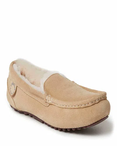 Dearfoams Fireside By  Women's Mel Genuine Shearling Moccasin Slipper In Brown
