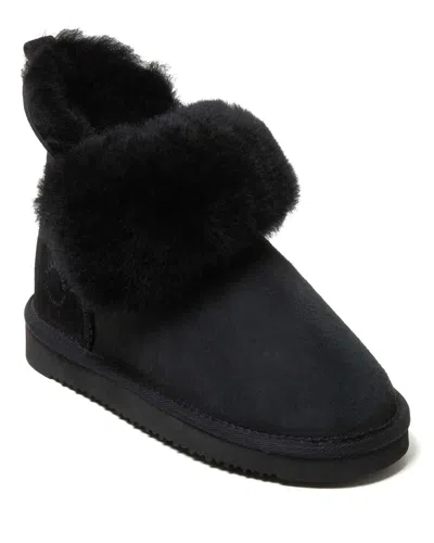 Dearfoams Fireside By  Women's Perth Genuine Shearling Foldover Boot In Black
