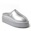 Dearfoams Fireside Queenstown Genuine Shearling Platform Clog Slipper In Silver