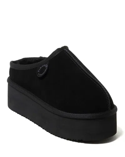 DEARFOAMS FIRESIDE BY DEARFOAMS WOMEN'S QUEENSTOWN GENUINE SHEARLING PLATFORM CLOG SLIPPER