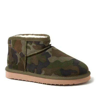 Dearfoams Fireside By  Women's Riverland Genuine Shearling Micro Bootie In Camo