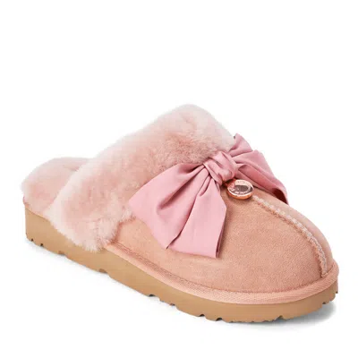 Dearfoams Fireside Sydney Dream Bow Scuff Slippers In Pink