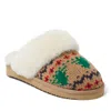 Dearfoams Fireside By  Women's Sydney Holiday Fair Isle Genuine Shearling Scuff Slipper In Desert