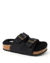 Dearfoams Fireside By  Women's Tamworth Genuine Shearling Double Band Sandal In Black