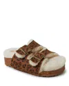 Dearfoams Women's Tamworth Cork Molded Footbed Double Band Slide In Multi